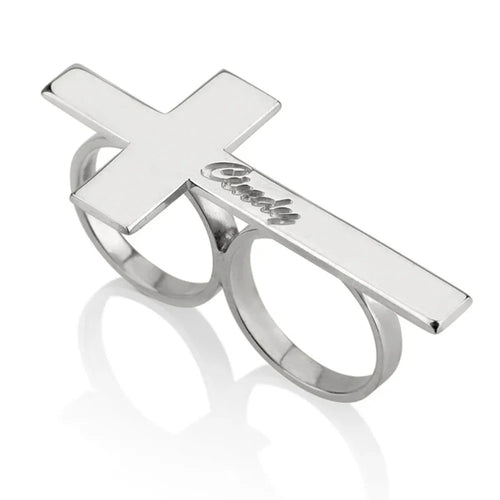 Custom Engraved Cross Ring